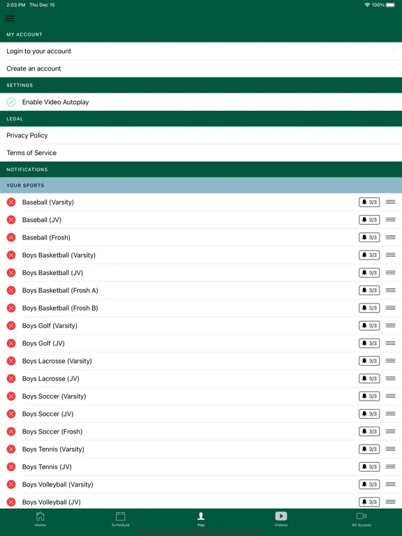 Zrzuty ekranu SHC Athletics iPad 