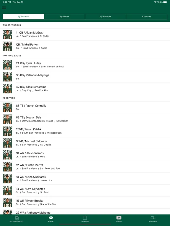 Zrzuty ekranu SHC Athletics iPad 