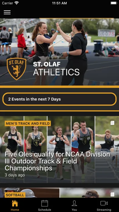 Captures d'écran de St. Olaf Athletics