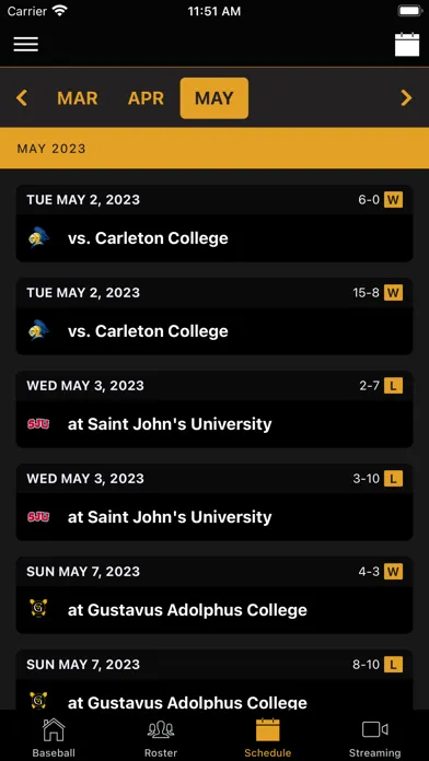 Captures d'écran de St. Olaf Athletics