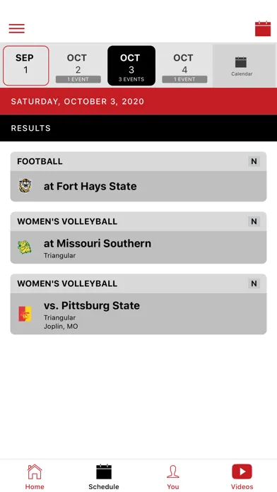 Captures d'écran de UCM Athletics