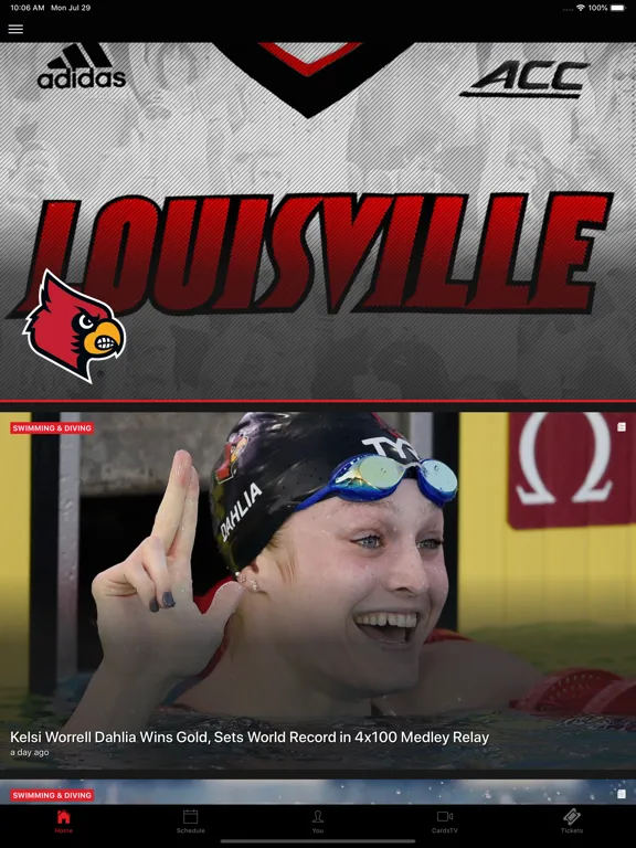 Tangkapan skrin Louisville Cardinals iPad 
