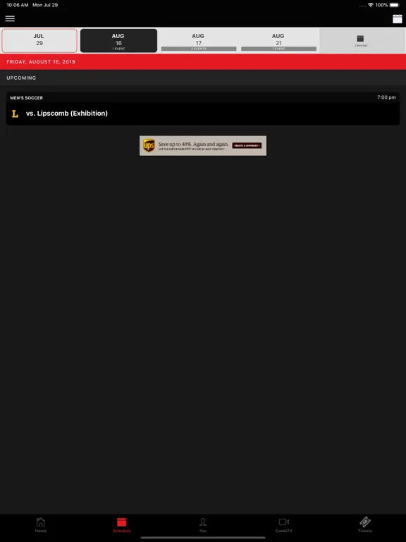 Tangkapan skrin Louisville Cardinals iPad 