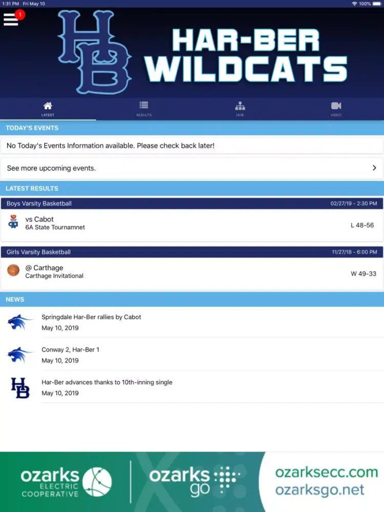 Capturas de tela do Har-Ber Wildcats Athletics iPad 