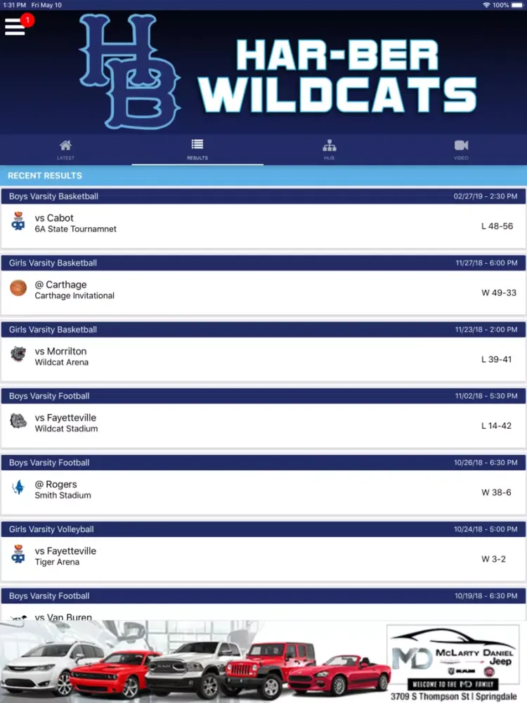 Capturas de tela do Har-Ber Wildcats Athletics iPad 