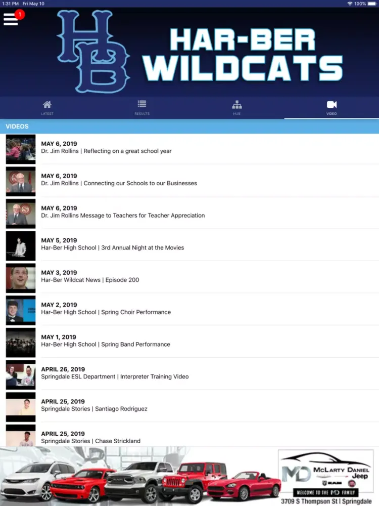 Capturas de tela do Har-Ber Wildcats Athletics iPad 