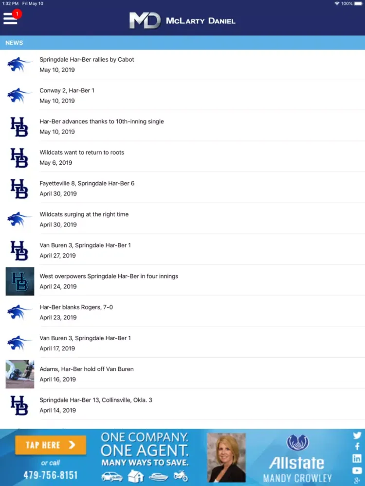 Capturas de tela do Har-Ber Wildcats Athletics iPad 