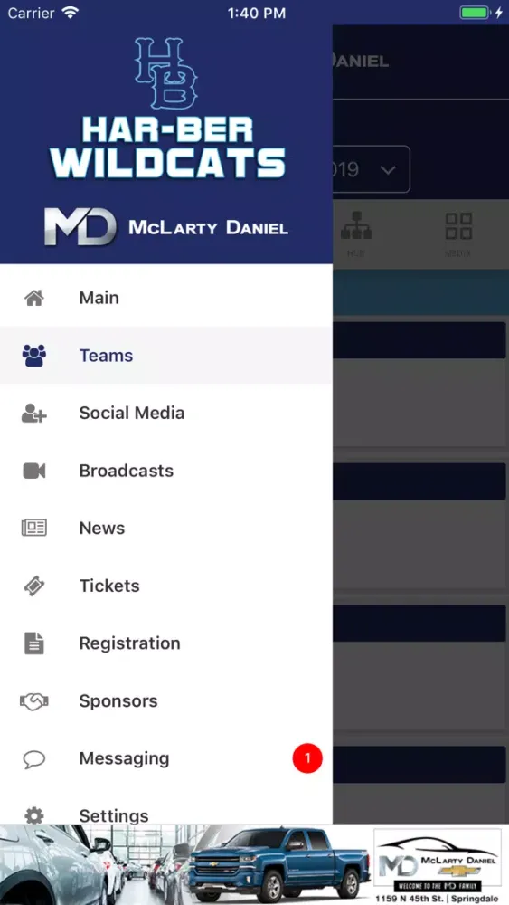 Capturas de tela do Har-Ber Wildcats Athletics