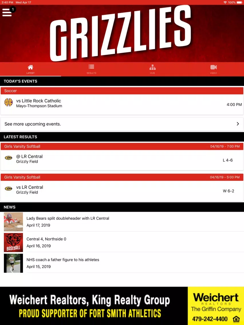 Northside Grizzlies Athletics iPad 应用截图