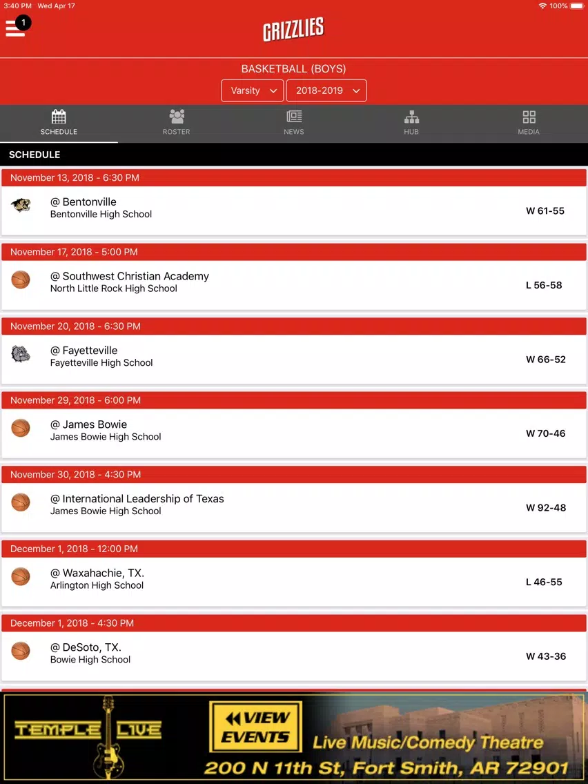 Northside Grizzlies Athletics iPad 应用截图