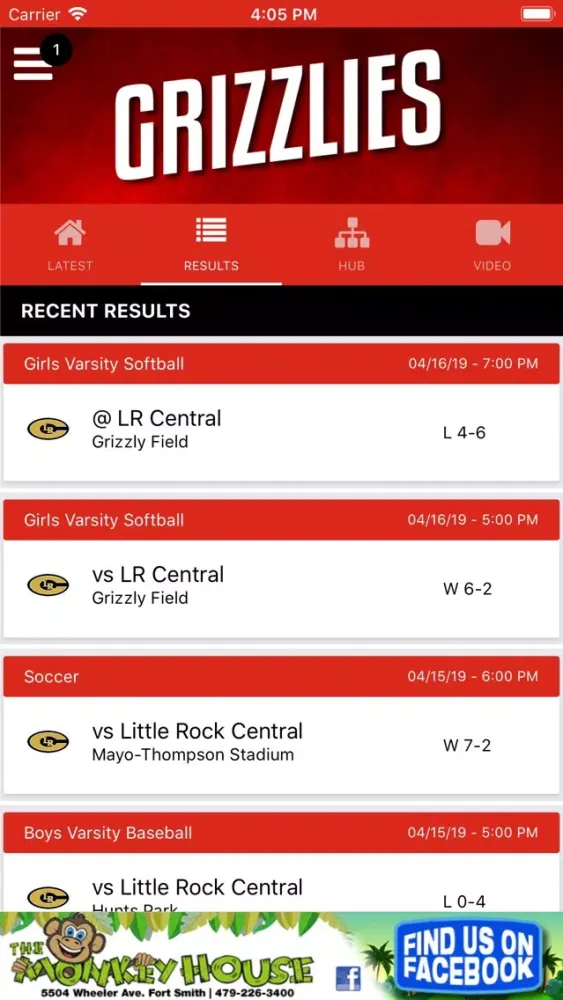 Tangkapan skrin Northside Grizzlies Athletics