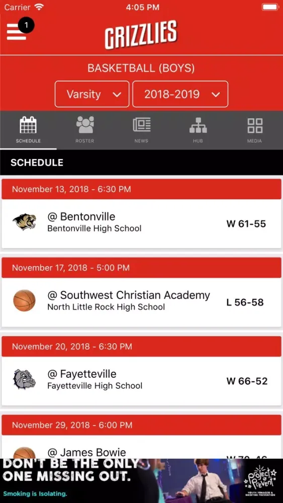 Tangkapan skrin Northside Grizzlies Athletics