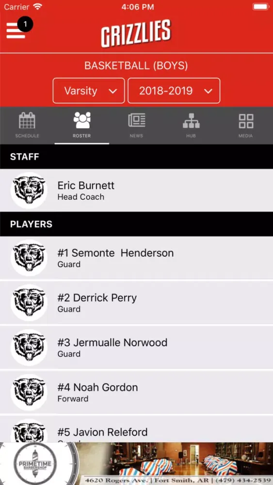 Tangkapan skrin Northside Grizzlies Athletics