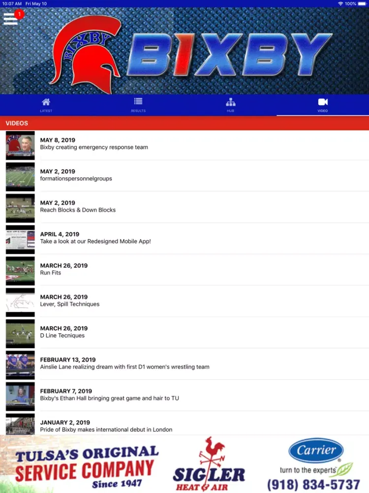 Capturas de tela do Bixby Spartan Athletics iPad 
