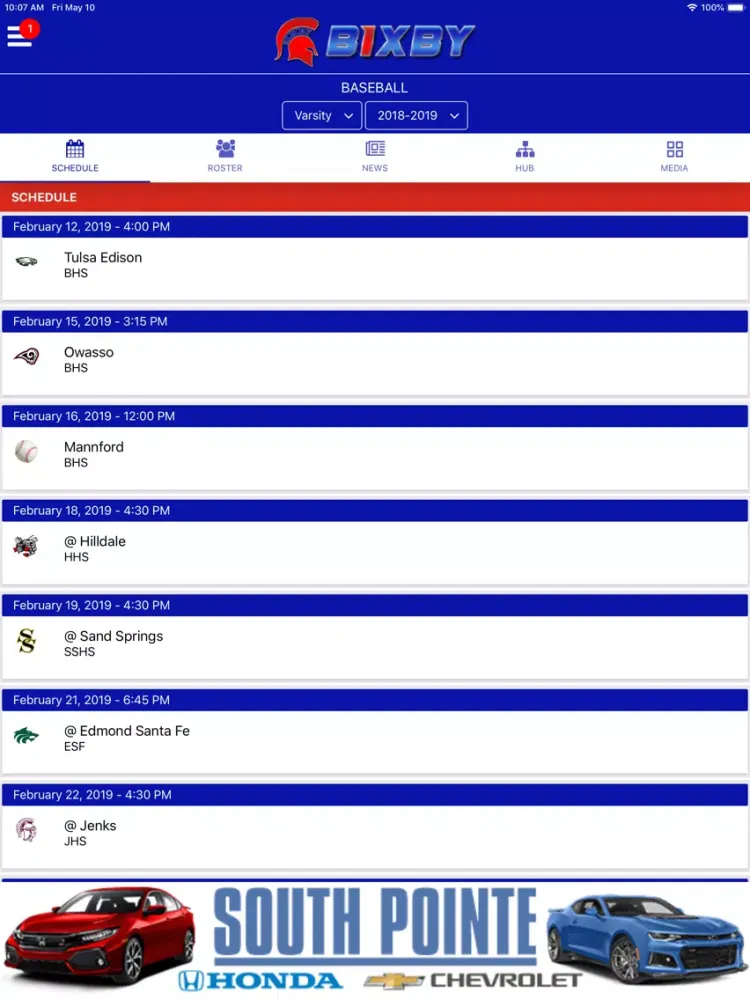 Capturas de tela do Bixby Spartan Athletics iPad 