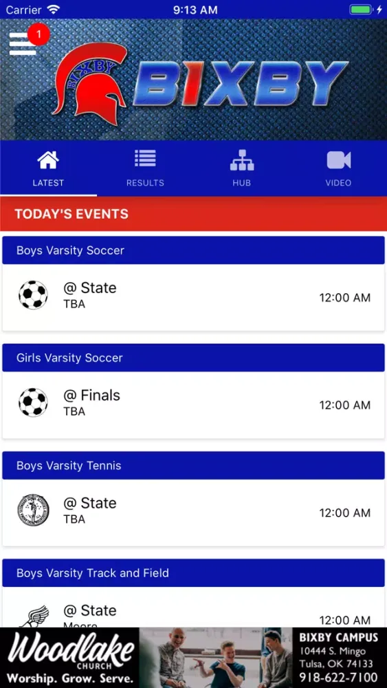 Capturas de tela do Bixby Spartan Athletics