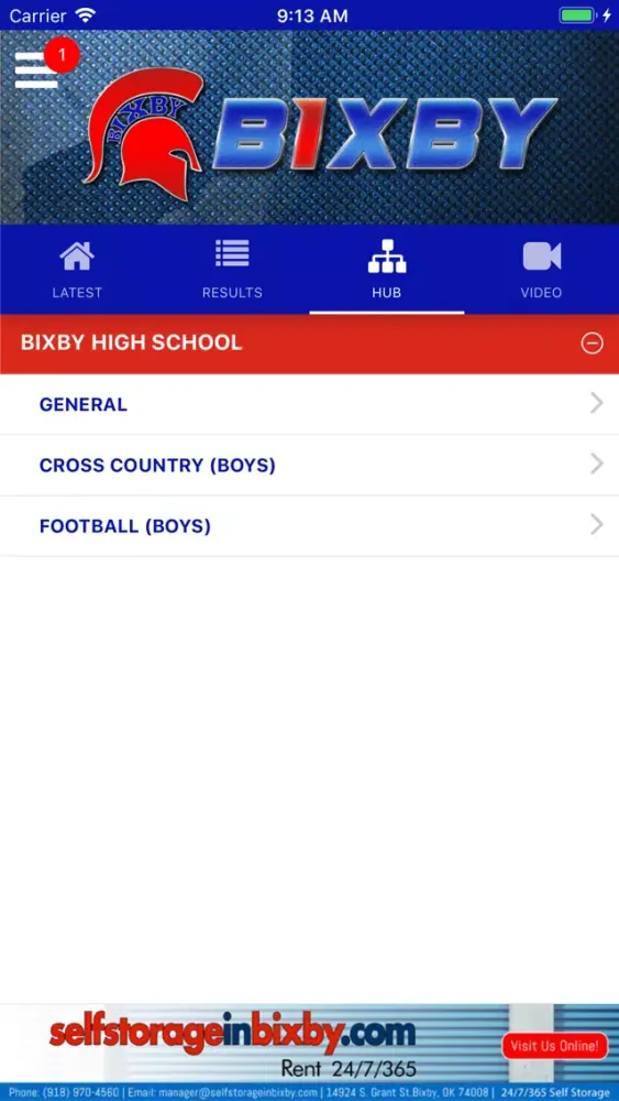 Capturas de tela do Bixby Spartan Athletics