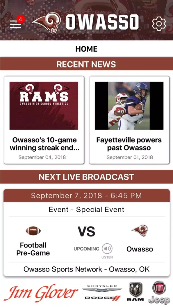 Capturas de pantalla de Owasso Rams Athletics