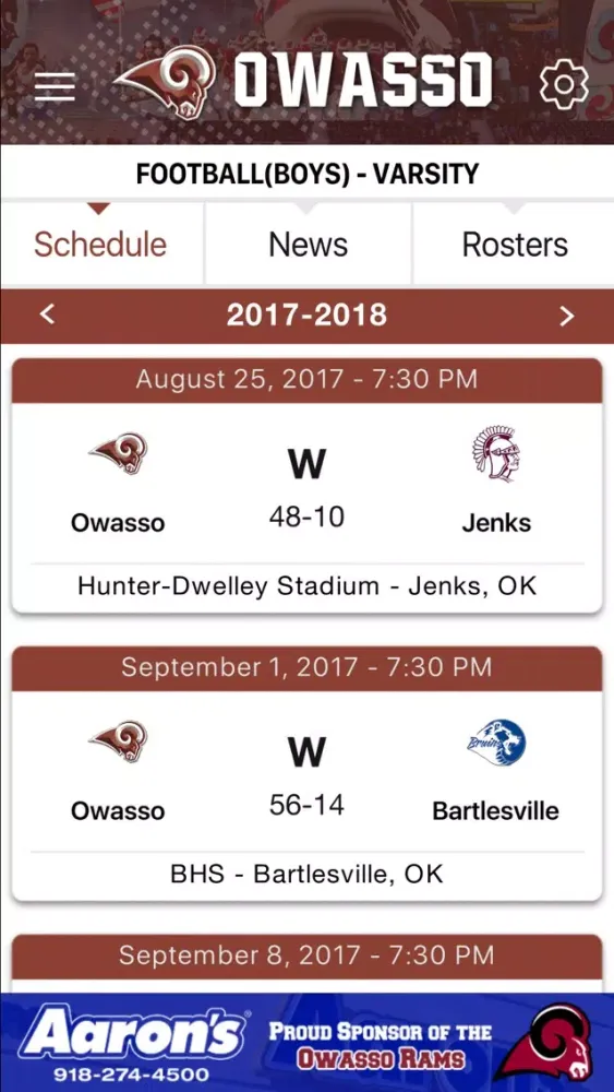 Capturas de pantalla de Owasso Rams Athletics