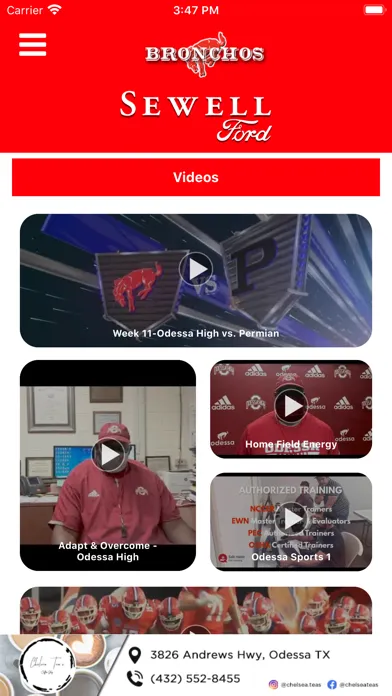 Capturas de tela do Odessa Bronchos Athletics