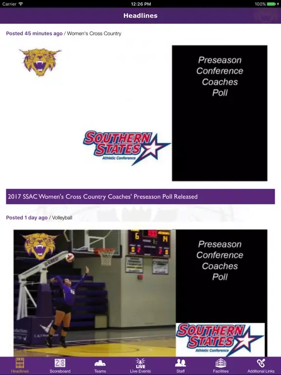 Bethel University Athletics iPad  Screenshots