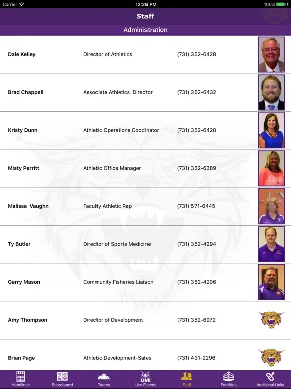 Bethel University Athletics iPad  Screenshots