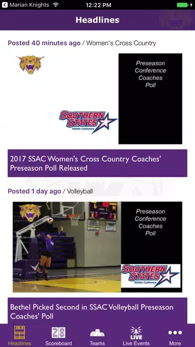 Bethel University Athletics Screenshots