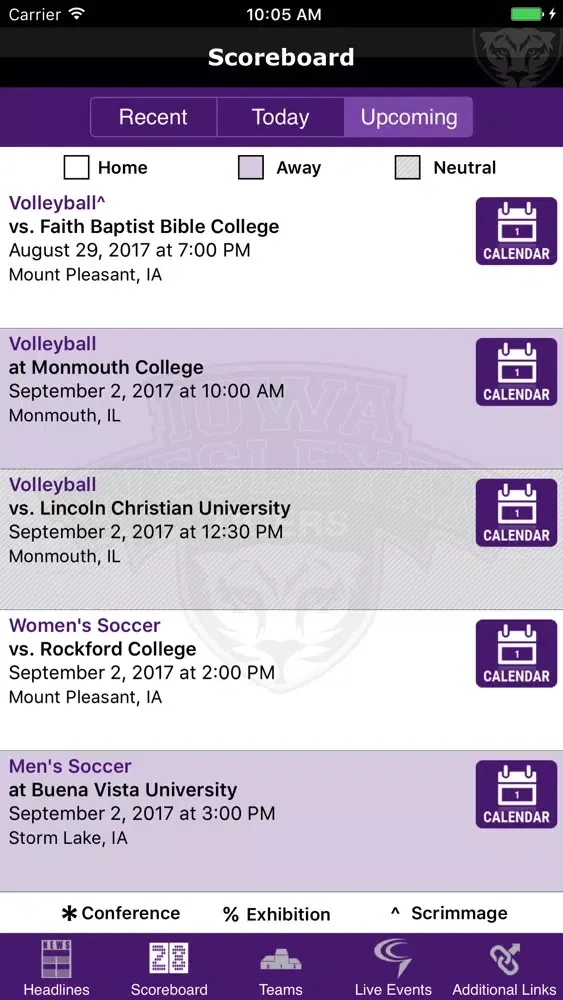 Tangkapan skrin Iowa Wesleyan Tigers Athletics