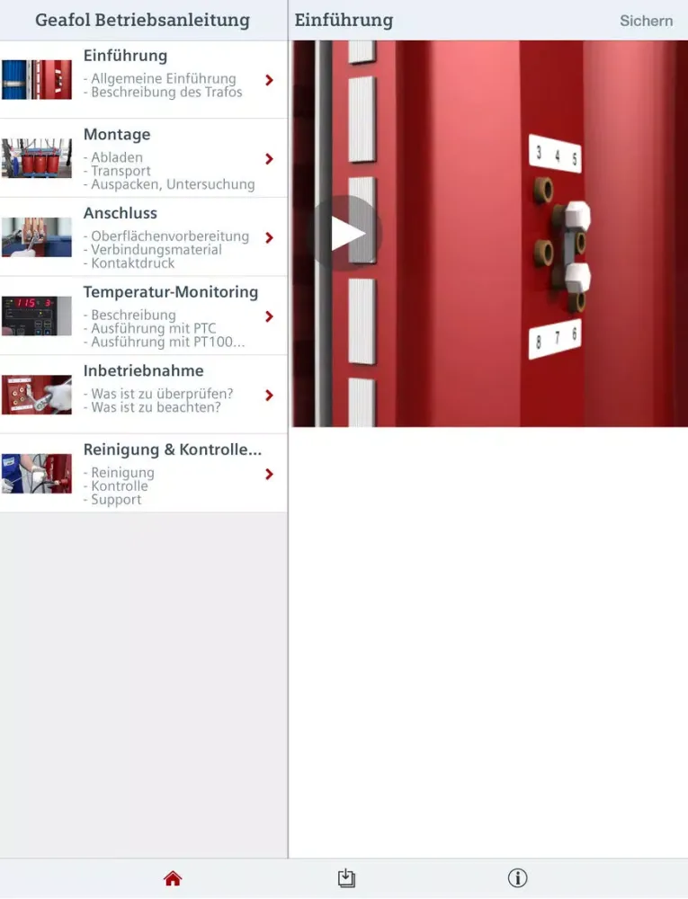 Capturas de tela do GEAFOL - Dry Cast-Resin Transformers - Operating Instructions iPad 