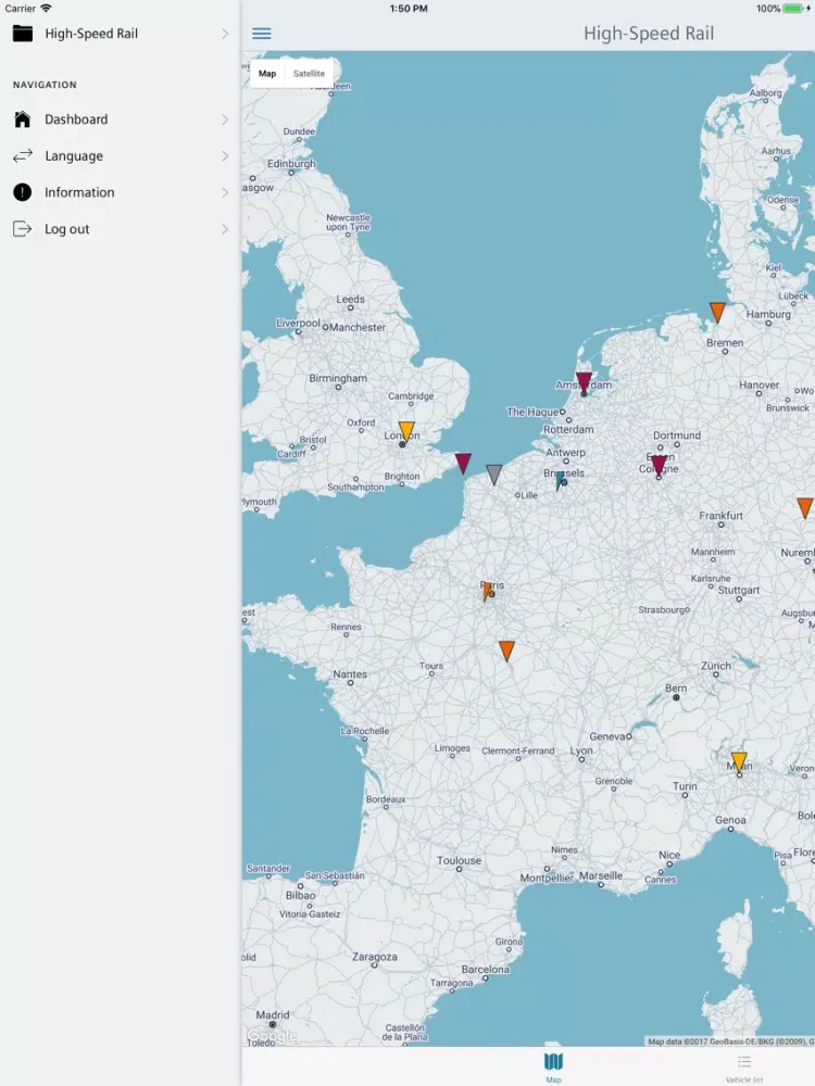 Railigent Fleet Monitoring iPad  Screenshots