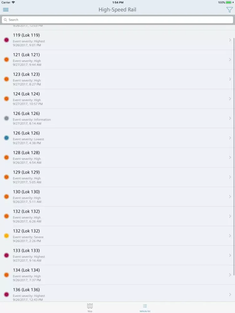 Railigent Fleet Monitoring iPad  Screenshots