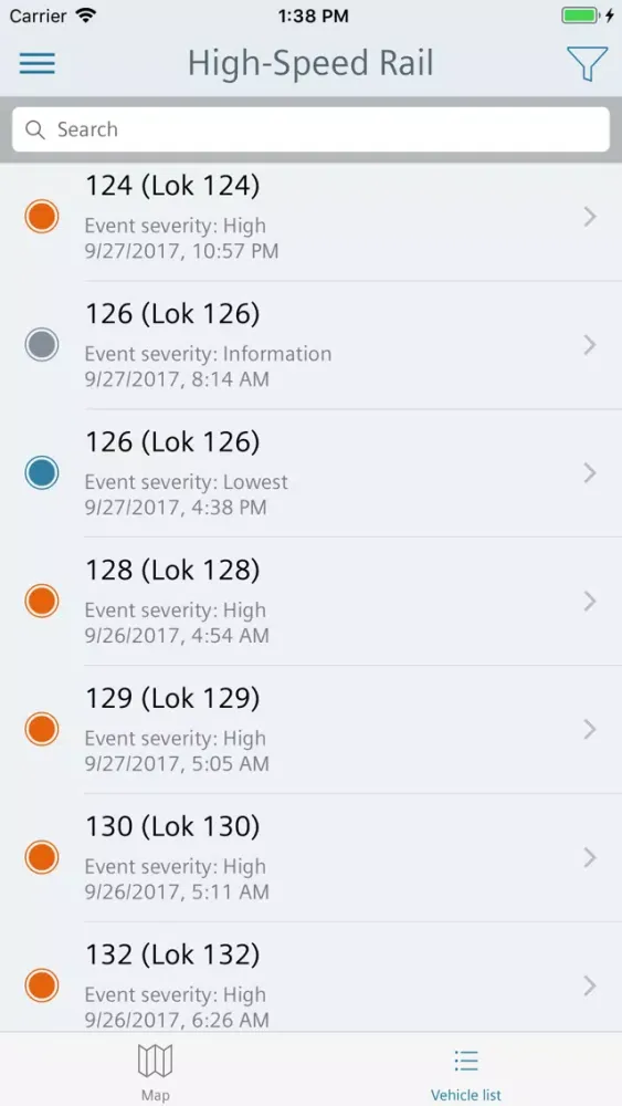 Railigent Fleet Monitoring Screenshots