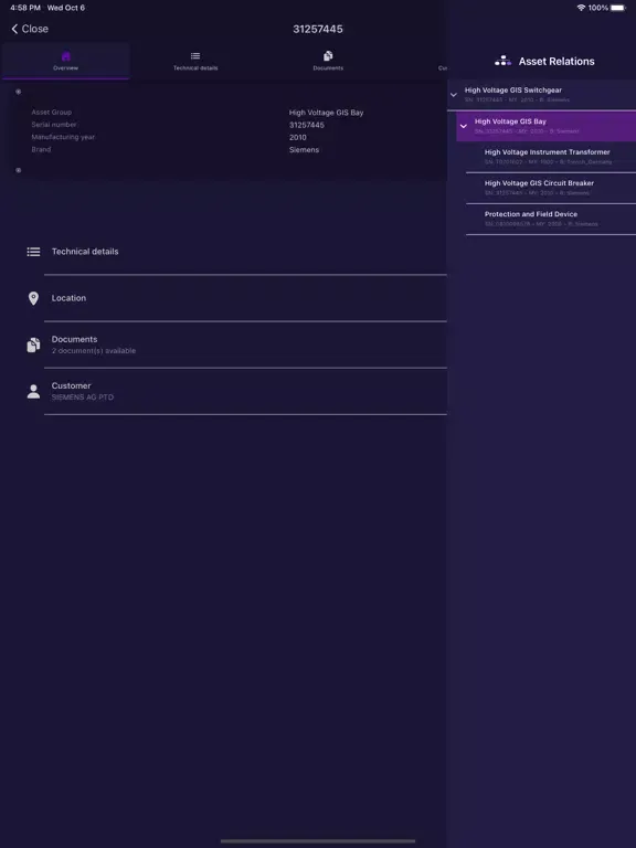 Tangkapan skrin Energy Assets iPad 