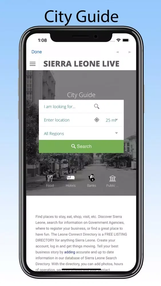 Capturas de tela do Sierra Leone Live