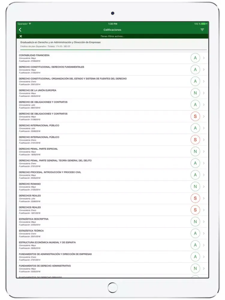 Tangkapan skrin Academic Mobile UAM iPad 
