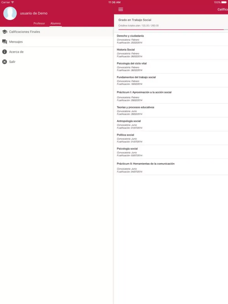 Capturas de pantalla de Academic Mobile UVa iPad 