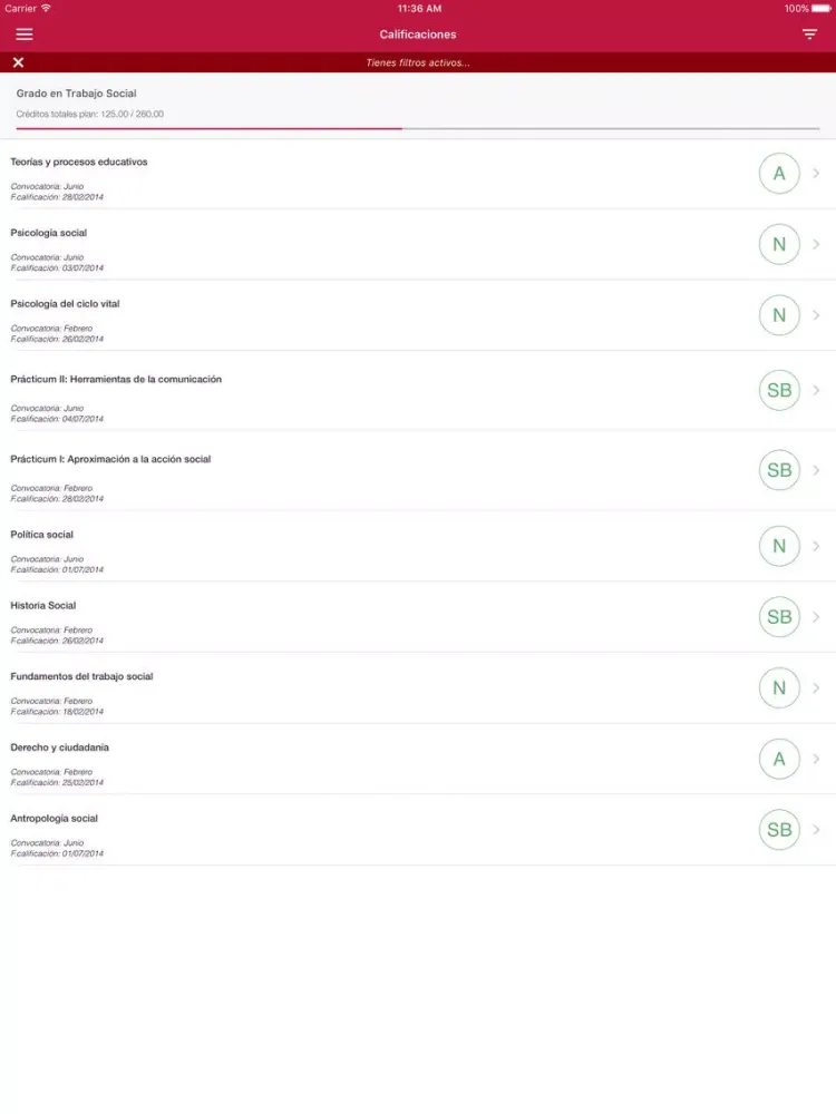 Capturas de pantalla de Academic Mobile UVa iPad 
