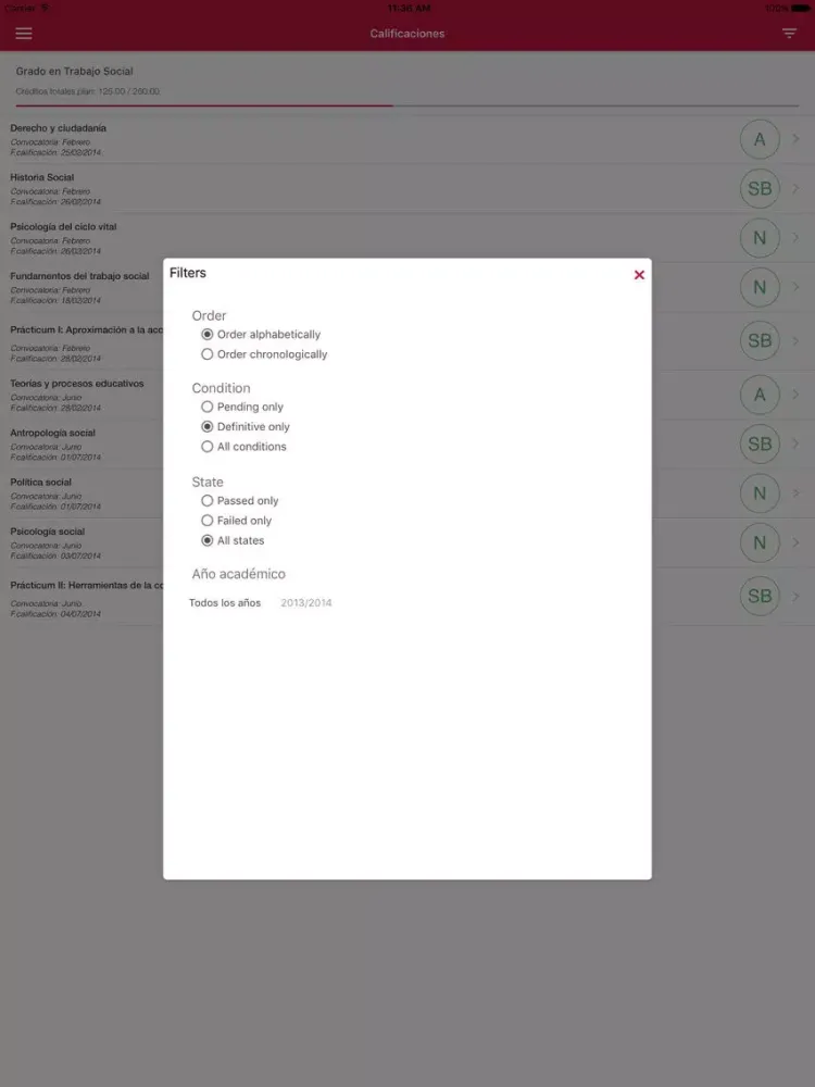 Capturas de pantalla de Academic Mobile UVa iPad 