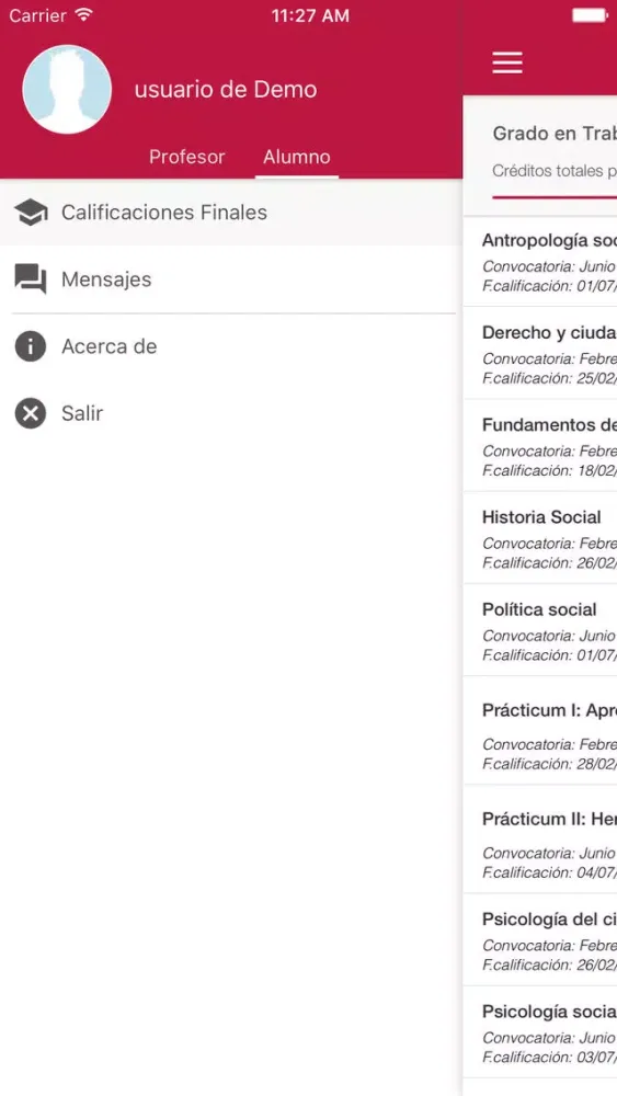 Capturas de pantalla de Academic Mobile UVa