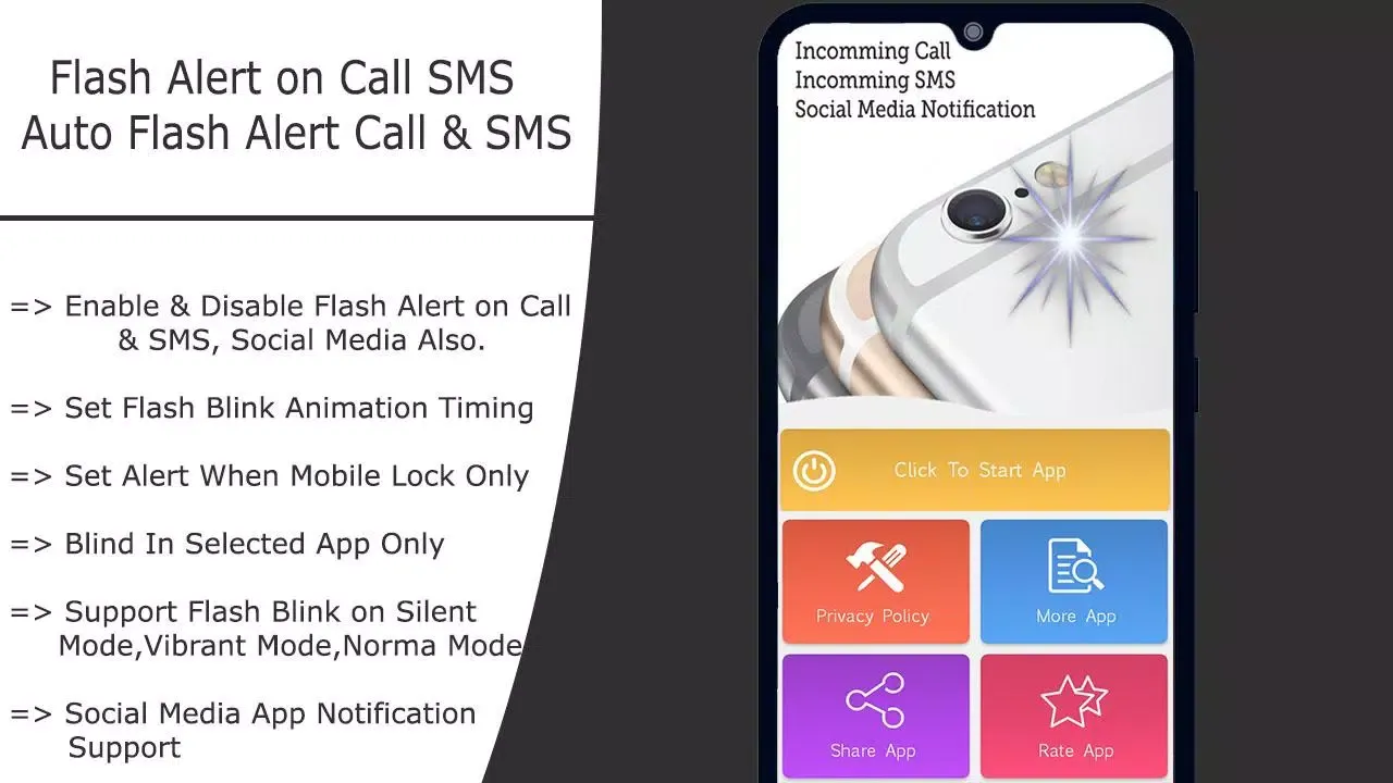Auto Flash Alert On Call Sms Screenshots