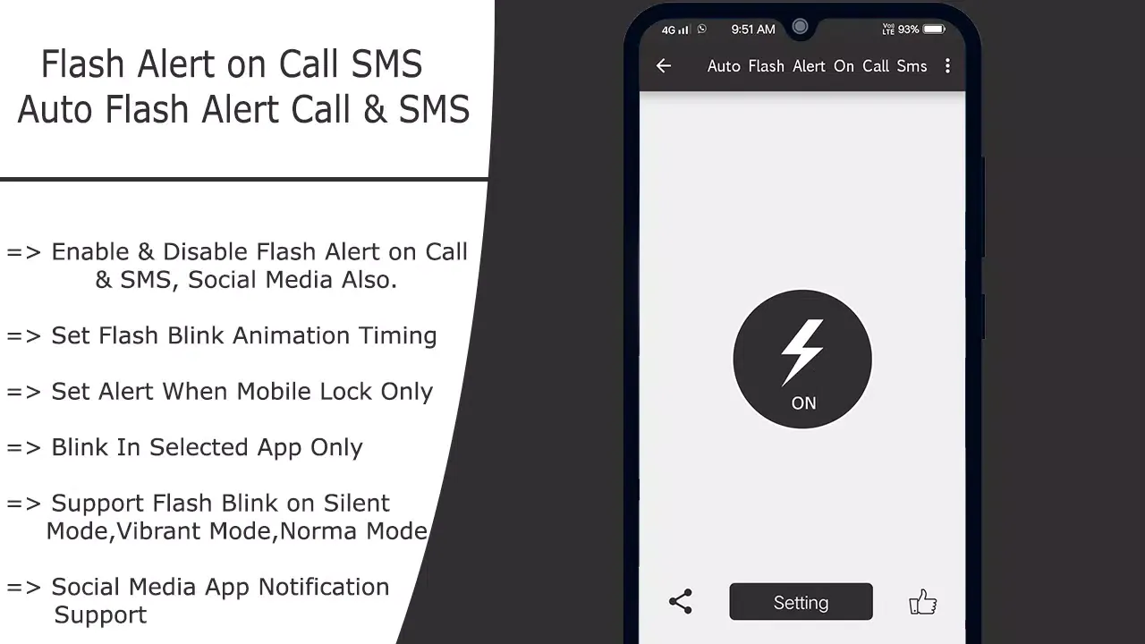 Auto Flash Alert On Call Sms Screenshots