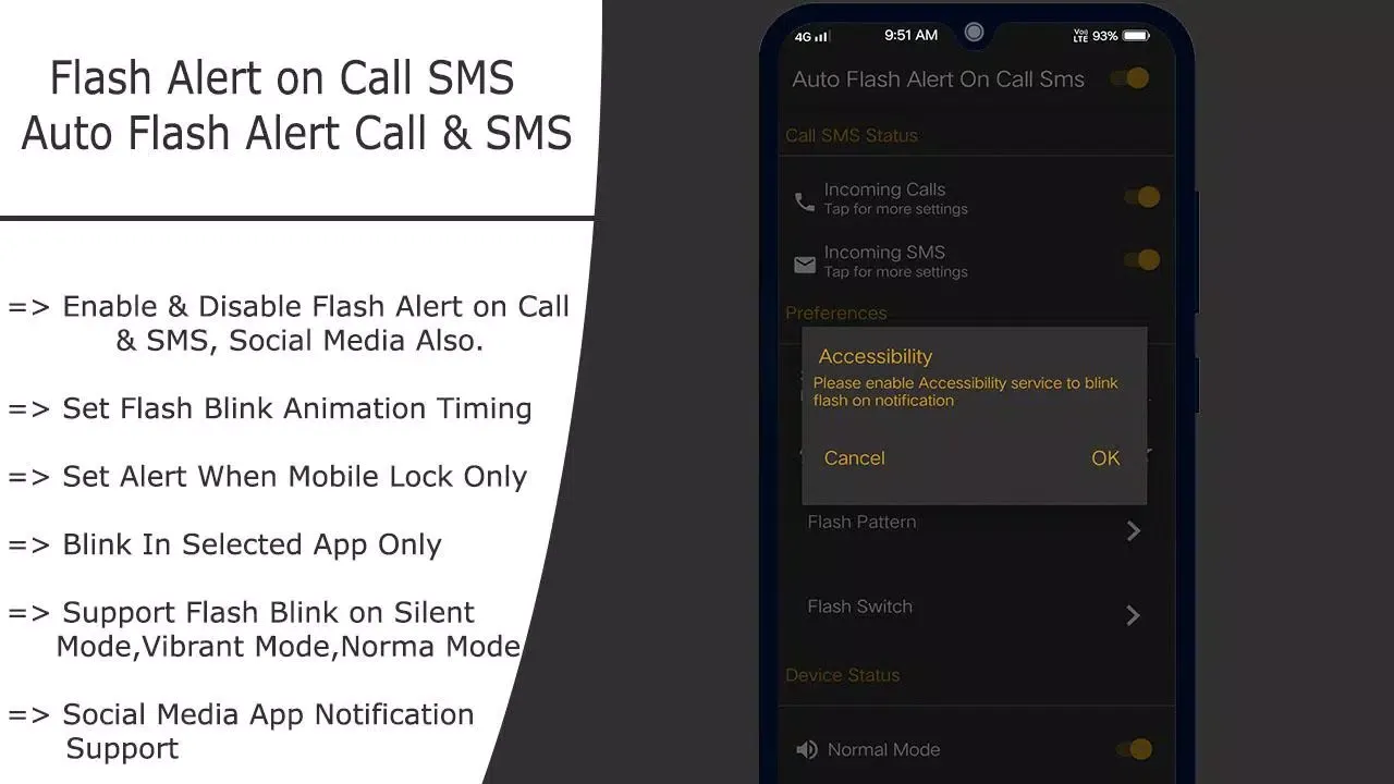 Auto Flash Alert On Call Sms Screenshots