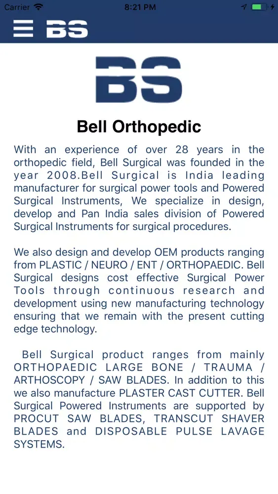 Capturas de tela do Bell Orthopedics
