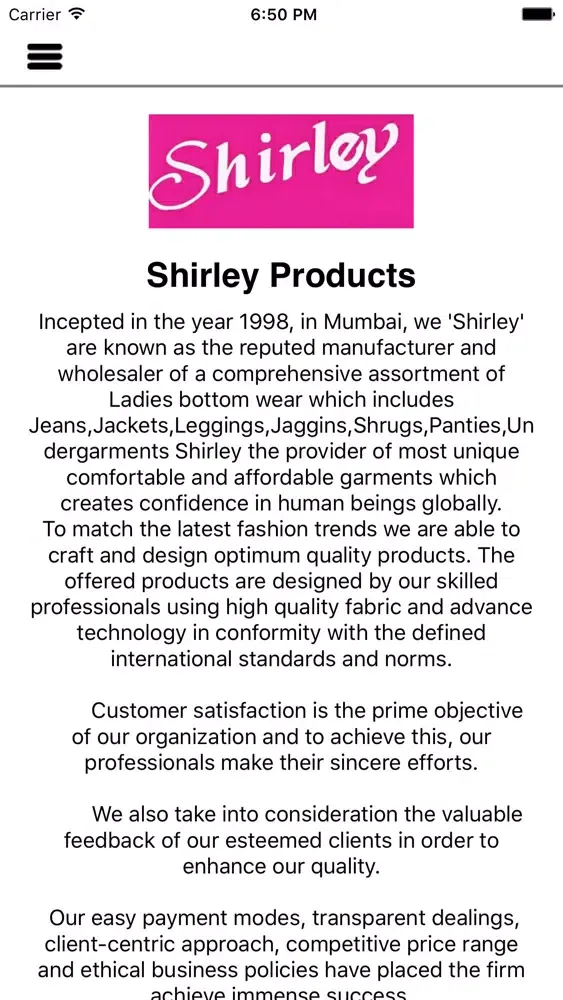 Shirley Products Screenshots
