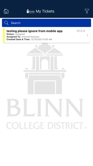 Ảnh chụp màn hình của Blinn College IT Service Desk