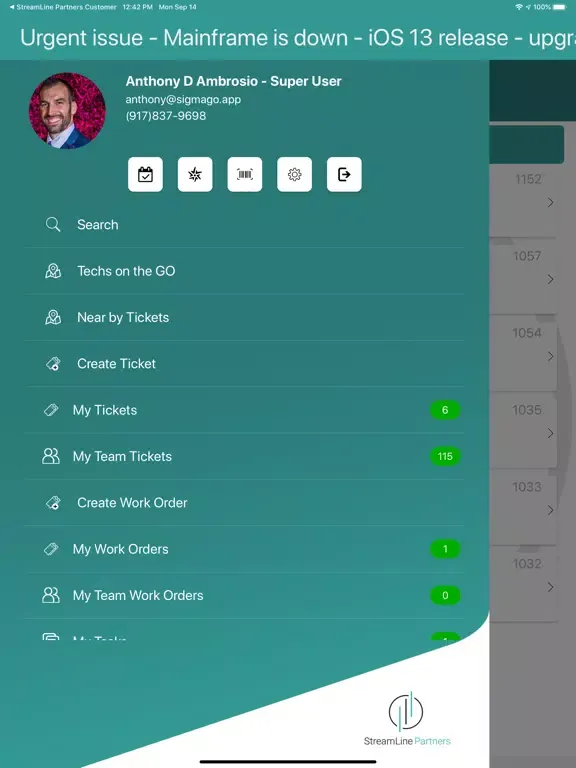 Zrzuty ekranu StreamLine Partners Technician iPad 