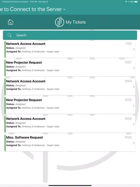 Zrzuty ekranu StreamLine Partners Technician iPad 