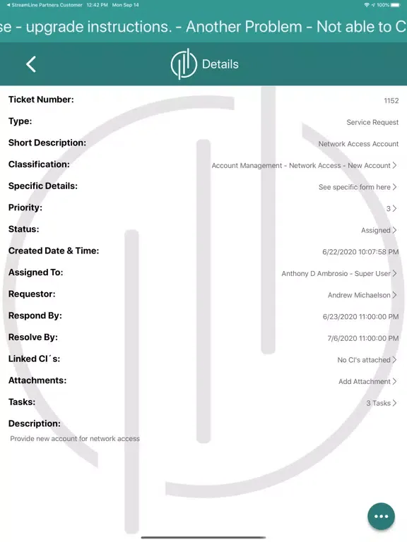 Zrzuty ekranu StreamLine Partners Technician iPad 