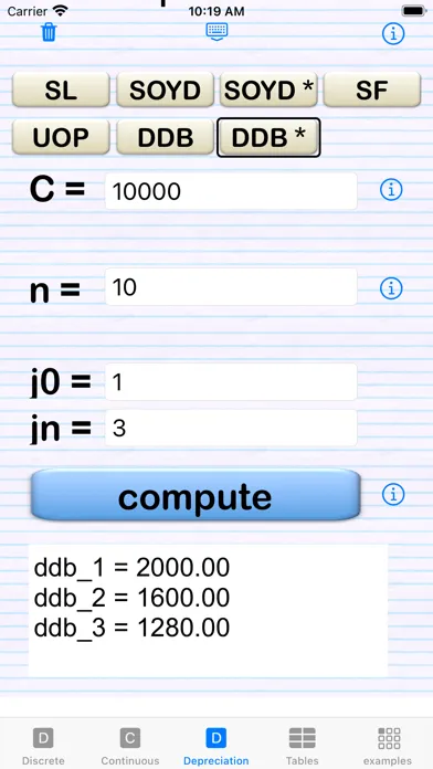 Ảnh chụp màn hình của compounding & depreciation