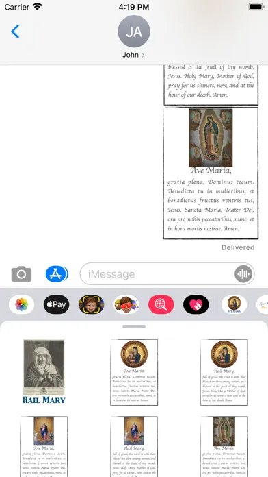 ภาพหน้าจอของ Ave Maria stickers